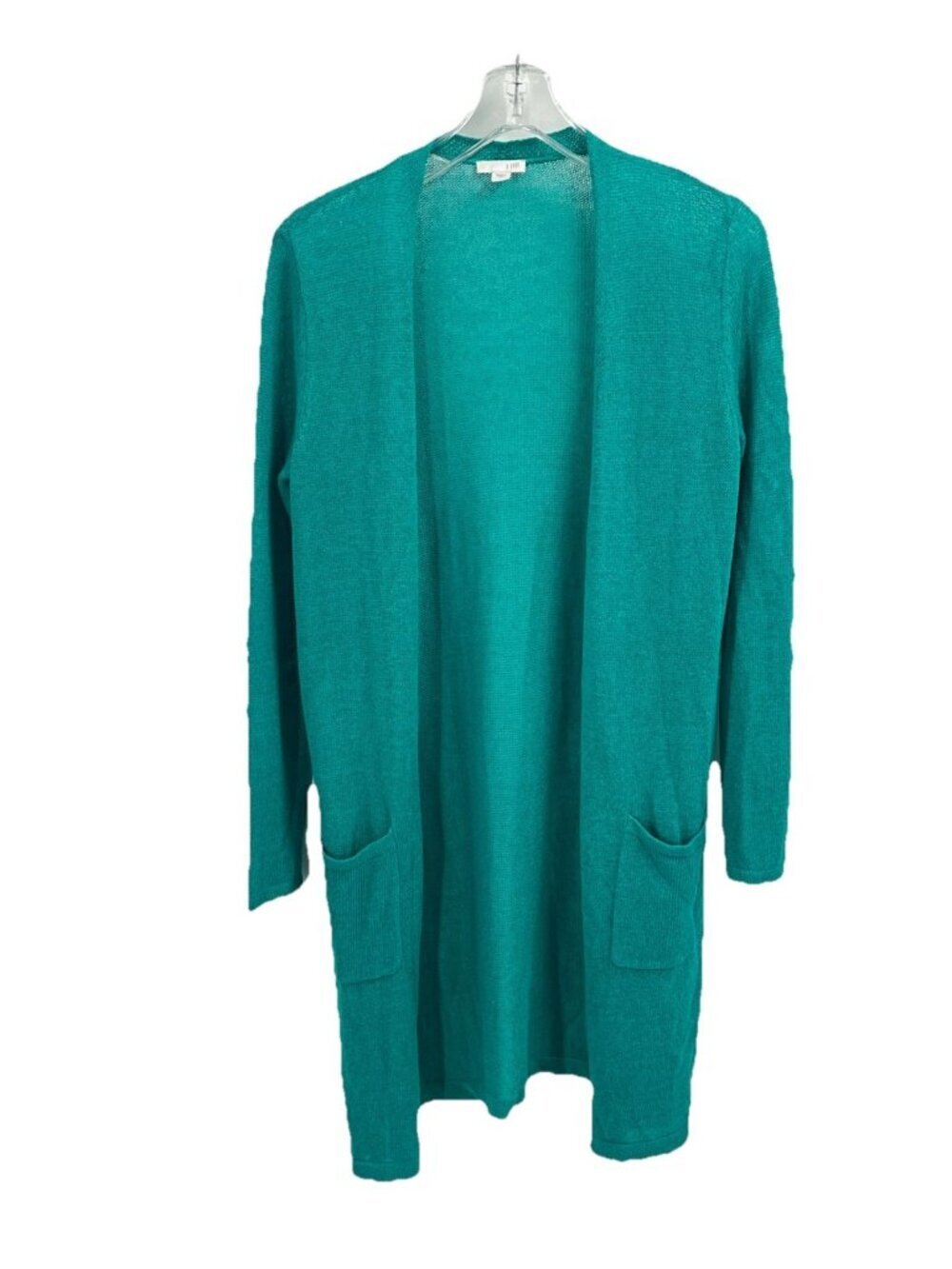 J Jill Lightweight Long Line Cardigan Linen Green Sz XS Coastal Grandmother